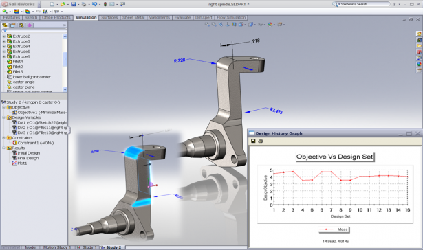 Perform structural optimization analysis during design using CAD-embedded SOLIDWORKS Simulation