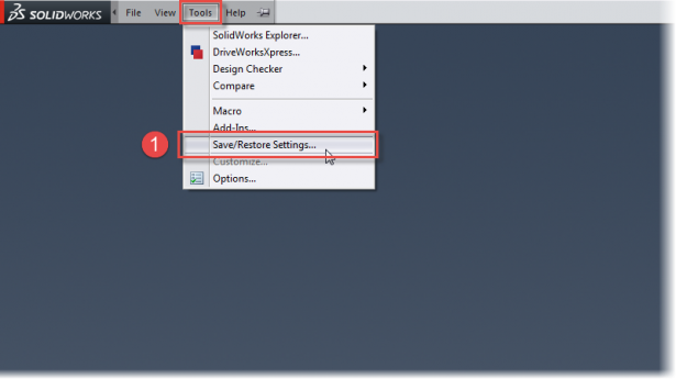 Copy Settings can be access from the Tools menu in SOLIDWORKS.