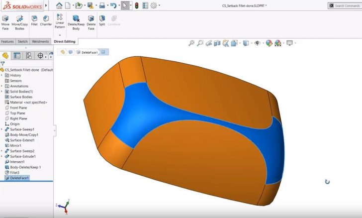 SOLIDWORKS Command, Delete Face: Easily Remove Faces From a Solid or Surface Body
