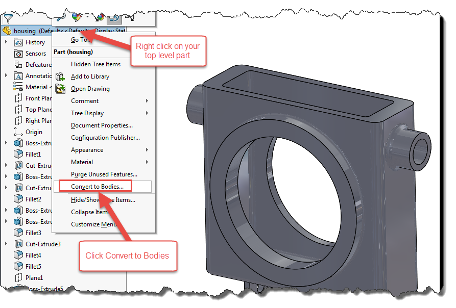 Solidworks 2017 Converting Features To Bodies